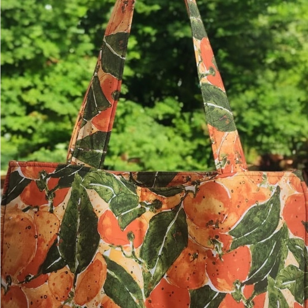 Vibrant Orange and Green Botanical Tote Bag
